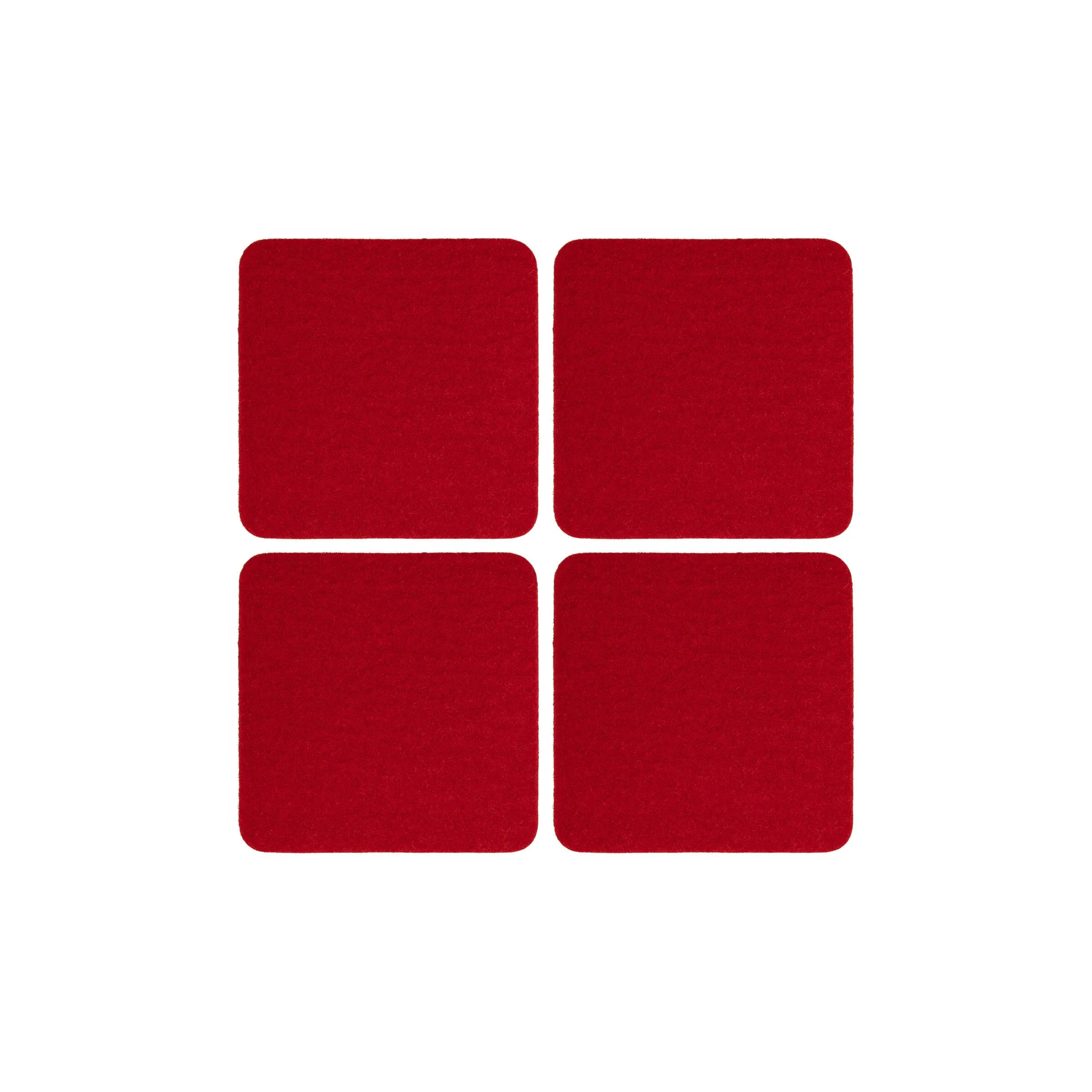 Bierfilzl Merino Wool Felt Square Coaster Solid 4 Pack: Red - Image 2