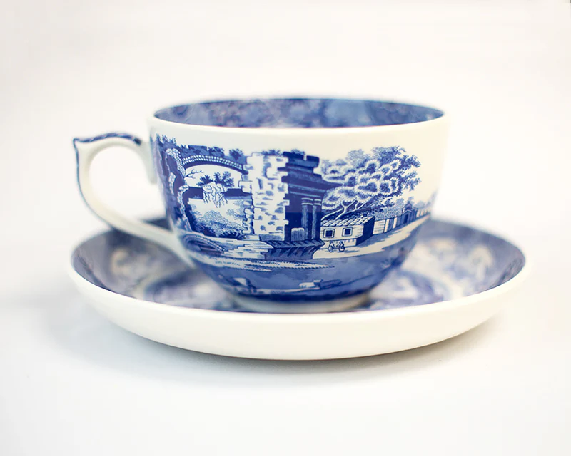 Blue Italian Jumbo Cup & Saucer - Image 4