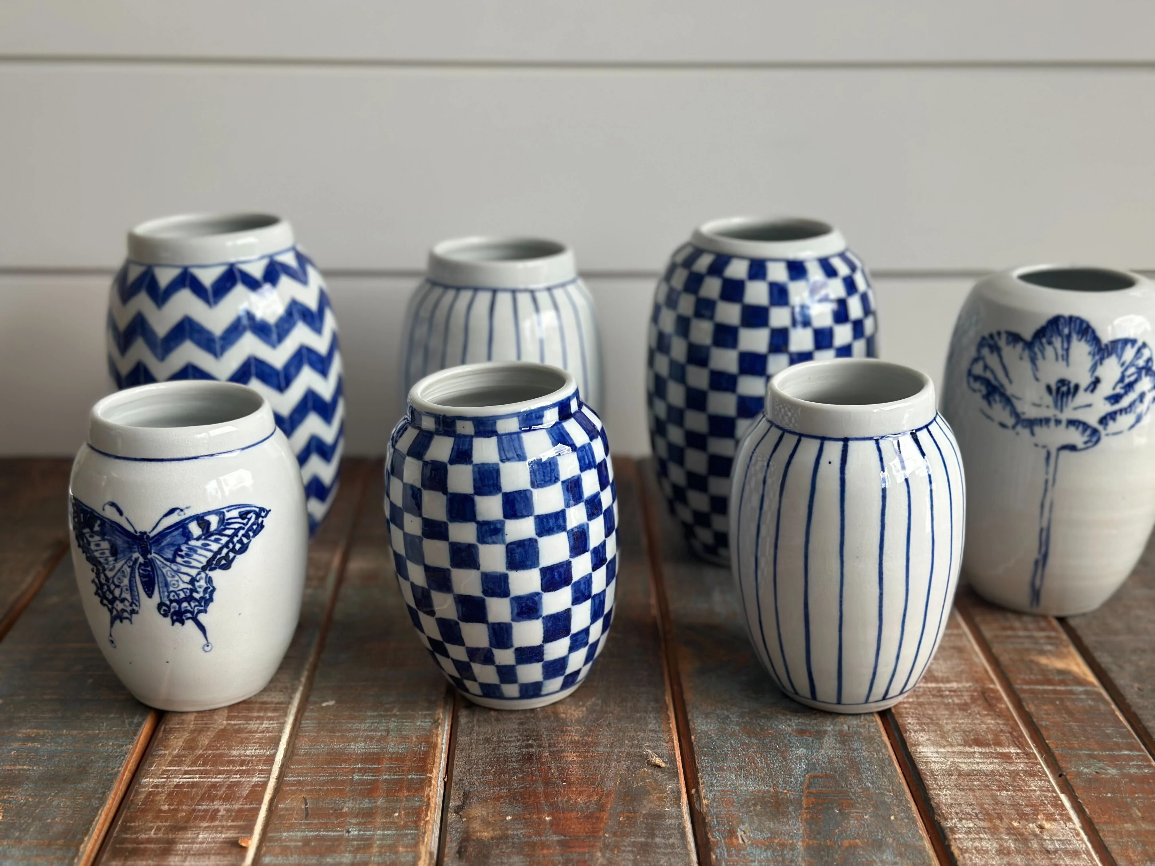 English Porcelain Chevron Vase - Medium - Image 4