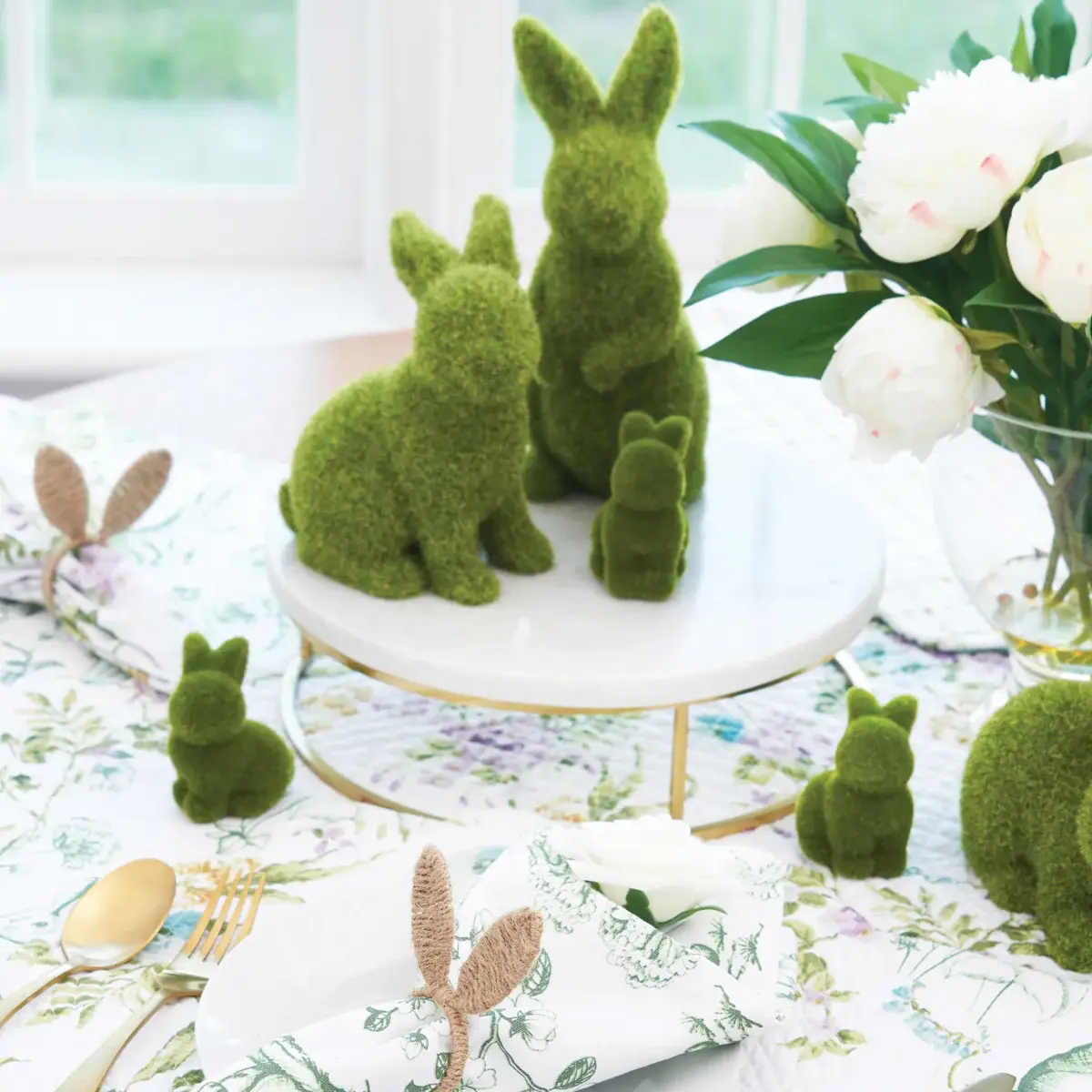 Easter Flocked Standing Bunny Decorative Figurine - Image 3