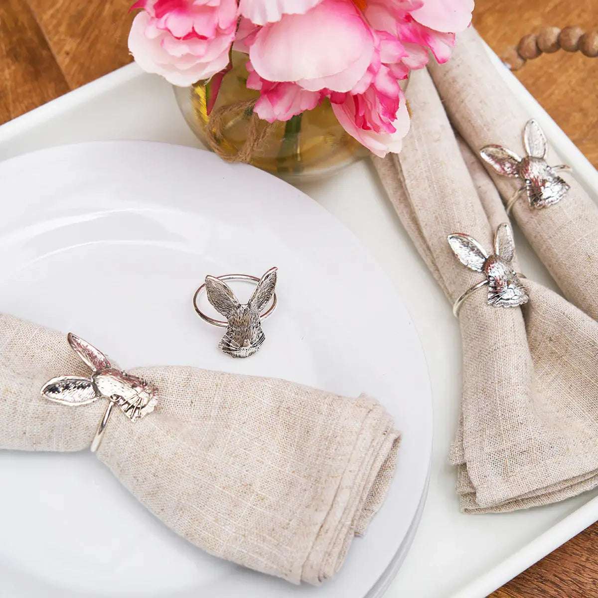 Easter Silver Bunny Head Napkin Ring - Image 2