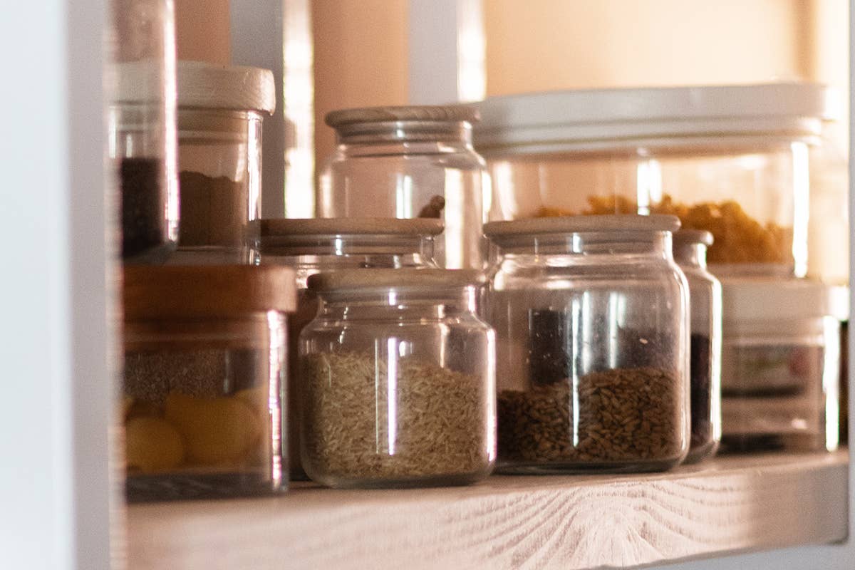 Glass Dry Goods Canister, Wood Lid, Small - Image 4