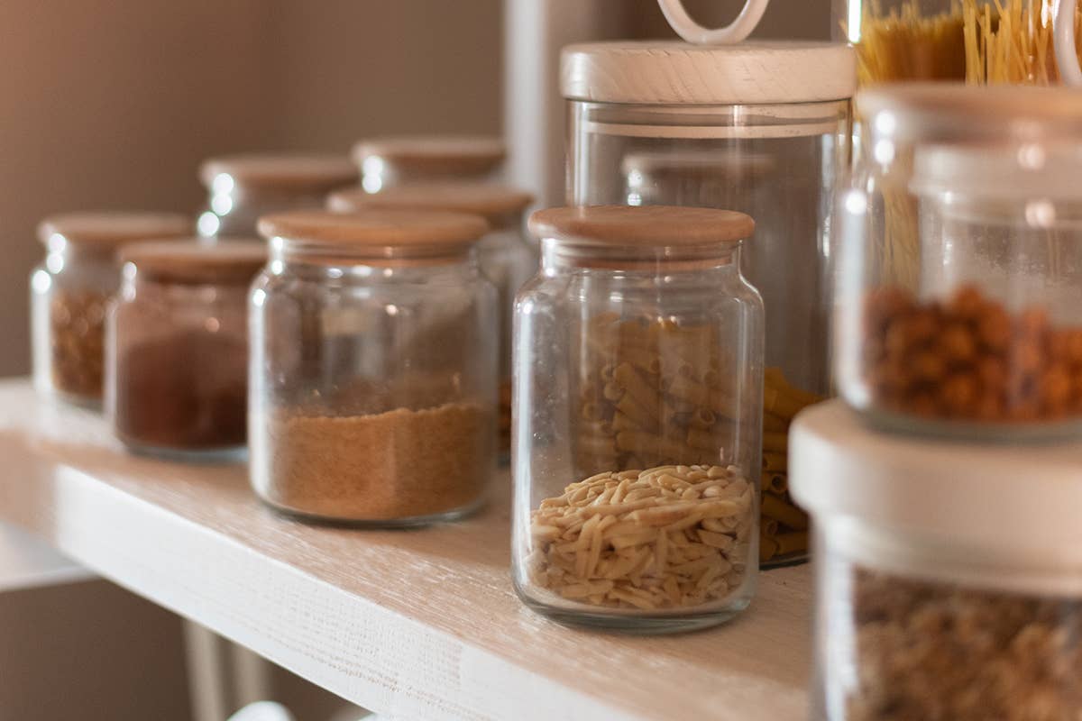 Glass Dry Goods Canister, Wood Lid, Small - Image 5