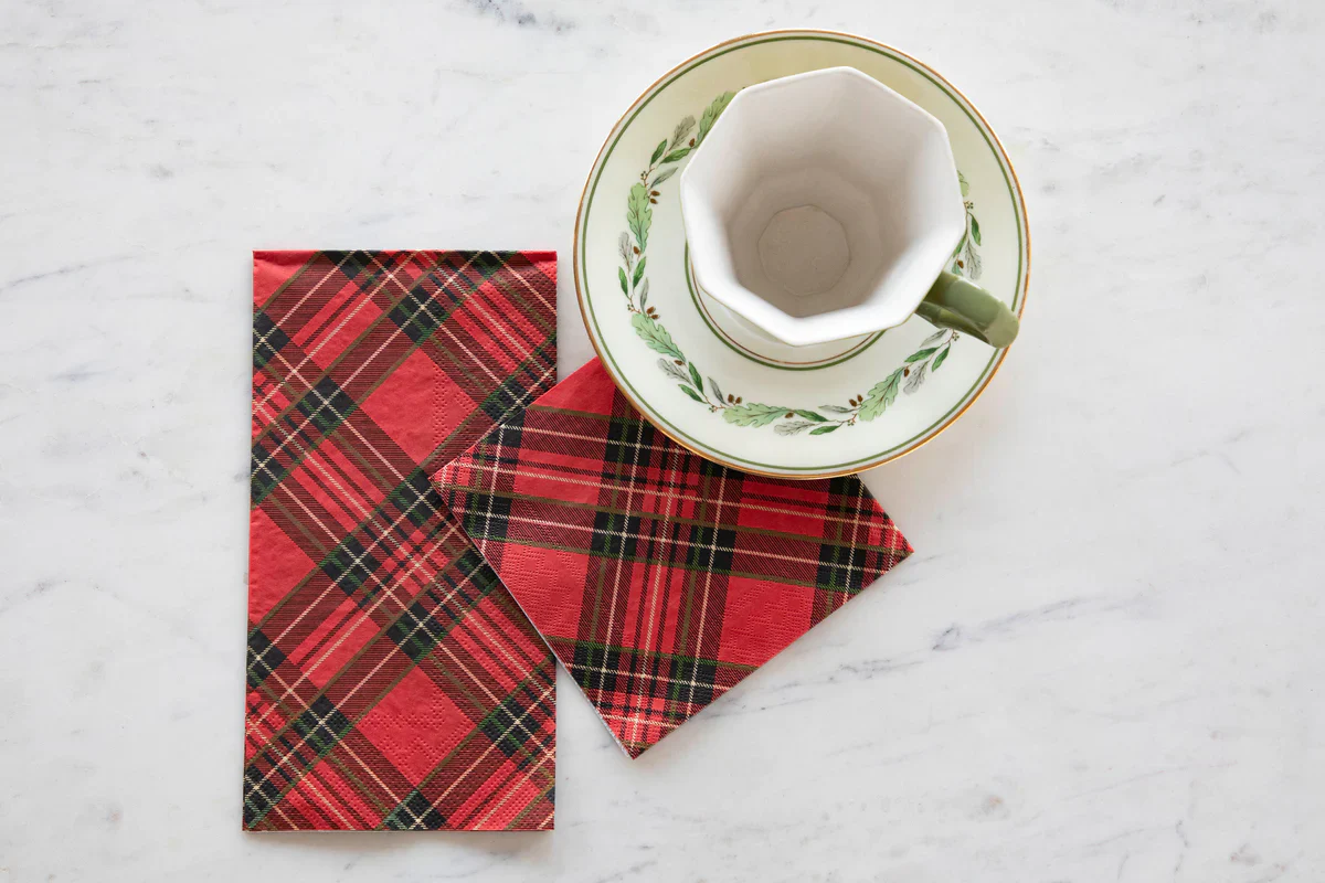 Hester and Cook Red Plaid Cocktail Napkin - pack of 20 - Image 2