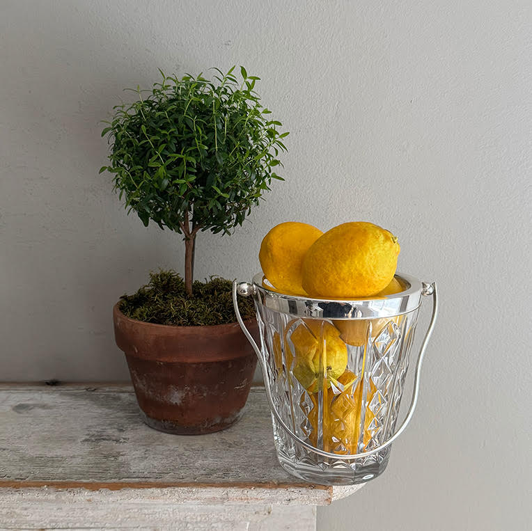 Hotel Silver Vintage Cut Glass Ice Pail with Curvy Hinge Handle - Image 4