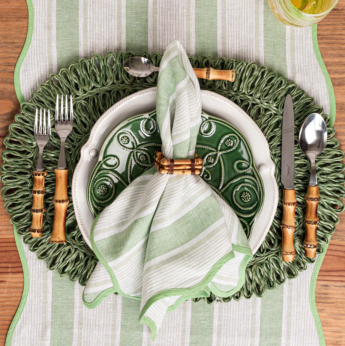 Juliska Cabana Stripe Napkin Set of 4 - Seagrass - Image 4