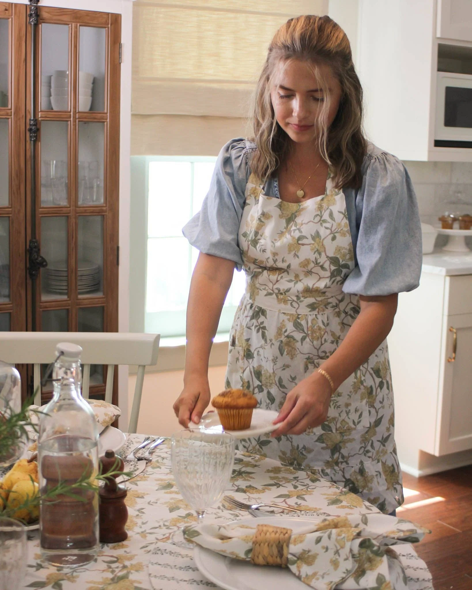 Hyacinth Linen Floral Apron Dress: Marigold - Image 3